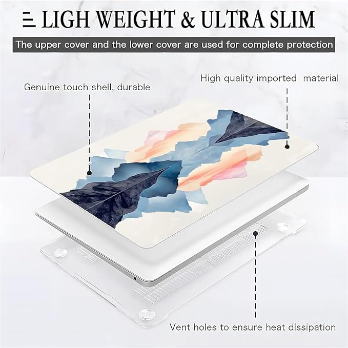 COTAIL Compatible with MacBook Air 13.3 13.6 Inch Case 2022 2021 2020 2019 Plastic Hard Shell Case Cover,13.3 Pro(A1706/A1708/A1989/A2159/A2289/A2338), Mountains and Water