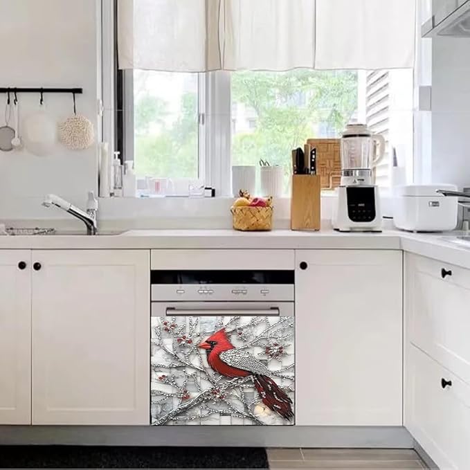 Diamond Branch Cardinal Dishwasher Magnet Cover 23x17 Inch Magnetic Dishwasher Cover Kitchen Decor Refrigerator Magnets Sticker Appliance Protector