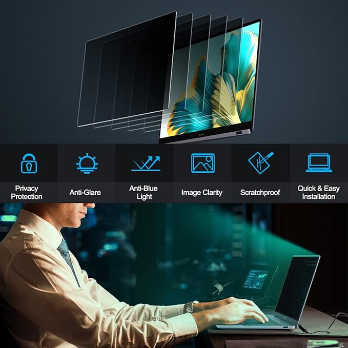 JEAPKA Laptop Privacy Screen Filters 15.6 Inch 16:9 Aspect Privacy Filter for 15.6 Inch