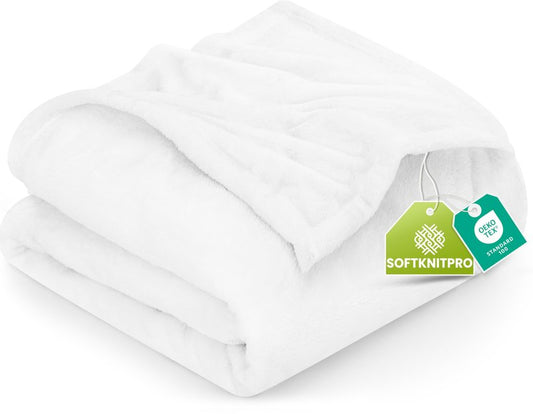 Utopia Bedding Fleece Blanket Queen Size White (90x90 Inches) Ultra Soft Warm Lightweight Microfiber Breathable Anti-Static Cozy Winter Bed Blanket, All-Season Home Decor Gift for Men & Women