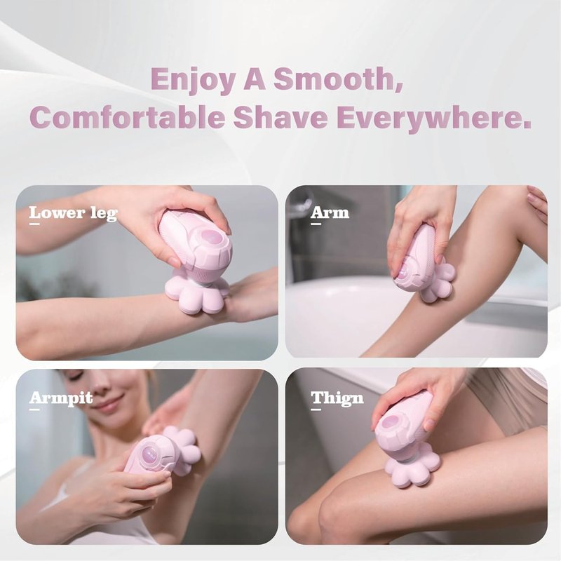 3-in-1 Electric Razor for Women - Painless Bikini Trimmer & Body Shaver | IPX7 Waterproof, Rechargeable Pink Design