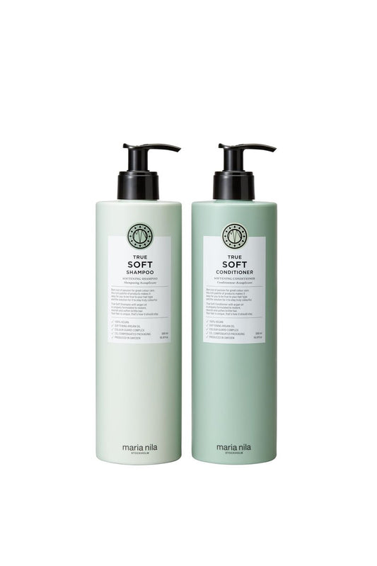 Maria Nila True Soft, Shampoo & Conditioner set, For Dry Brittle Hair, Argan Oil Remoisturises & Reduces Frizz, 2 x 16.9 Fl Oz