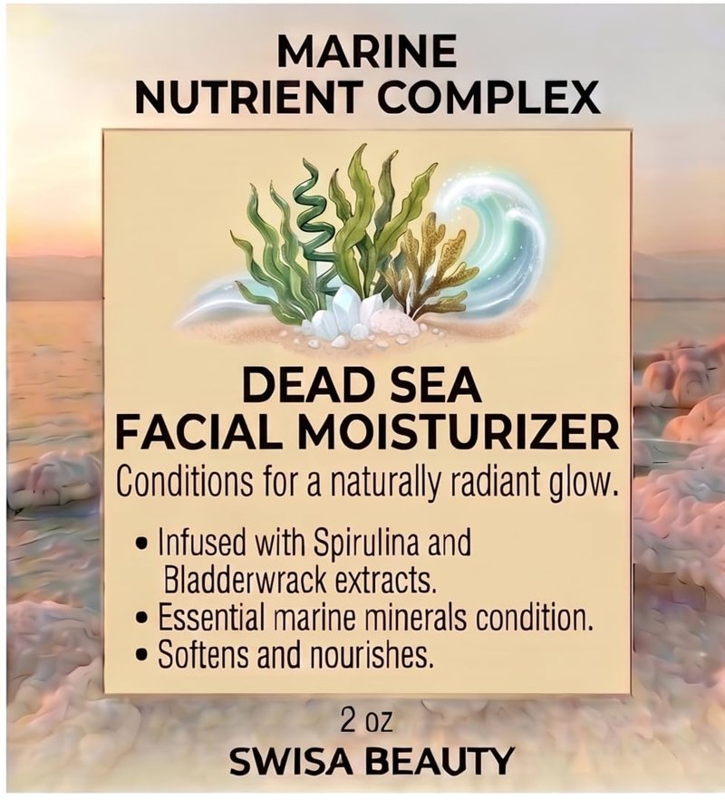 Swisa Beauty Dead Sea Facial Moisturizer – Daily Mineral Hydrator & Conditioning Cream to Soften & Nourish the Skin with Aloe, Seaweed & Green Tea, 2 oz