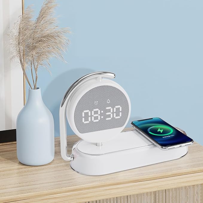 OTXKOO 3 in1 mutifunction Mobile Wireless Charger with Digital Clocks and Night Lights fit for All Series Mobile That Support Wireless