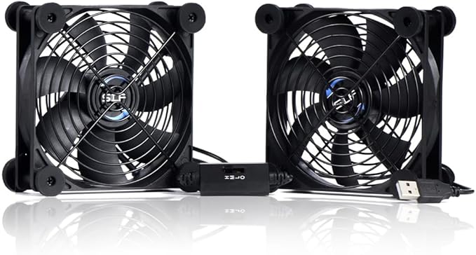 SCCCF USB Dual 120mm Quiet Fan, 5V USB Portable Cooling Fan for Flat Panel TV Receiver Router DVR PlayStation Xbox Computer Cabinet Cooler