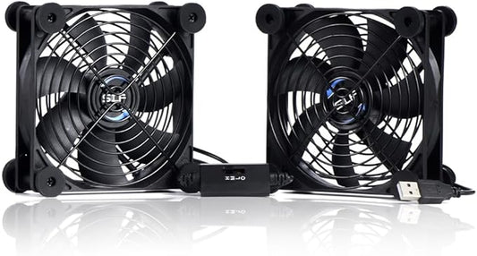 SCCCF USB Dual 120mm Quiet Fan, 5V USB Portable Cooling Fan for Flat Panel TV Receiver Router DVR PlayStation Xbox Computer Cabinet Cooler