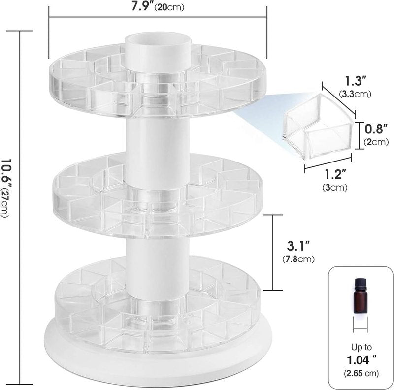 Rotating Essential Oil Display Stand - Spinning Rack for 45 Bottles | 3-Tier Organizer & Storage Holder
