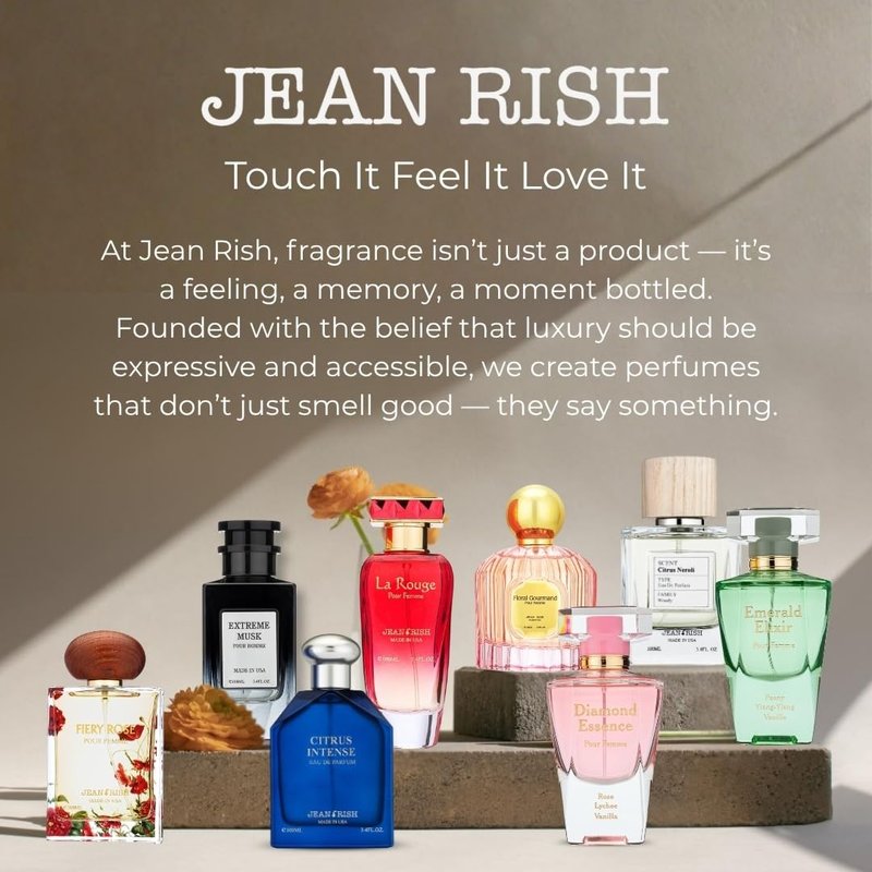 Jean Rish Vetiver Intense Perfume for Men Eau De Parfum, Long-Lasting Luxury Fragrance, Made In USA - Lemon, Mint, Bergamot, Ginger, Sandalwood Scent - 100ml / 3.4 oz