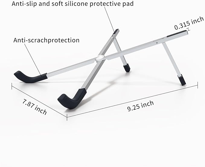 VECOFO Protable Laptop Stand for Desk,Foldable Laptop Riser Holder,Ventilated Cooling Notebook Mount Computer Stand for 10-15.6” Laptops,Tablets，Aluminum