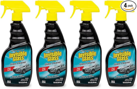 Invisible Glass 92163-4PK Premium Glass and Window Cleaner for Auto and Home Cleans Glass, Windows, Windshields, and More, Streak-Free, Ammonia-Free, Tint-Safe, 16 fl oz (Pack of 4)