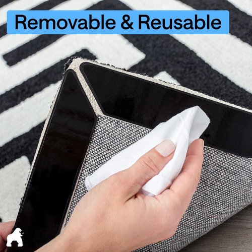 GORILLA GRIP Rug Gripper Pads - Reusable Double-Sided Stickers for Secure Carpet Hold | 8 Pcs