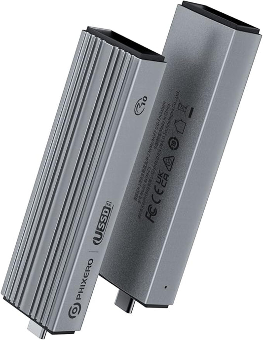 PHIXERO 10Gbps SSD Enclosure, Tool-Free and Wireless. Compactible with NVME/SATA SSD Size 2230/2242/2260/2280