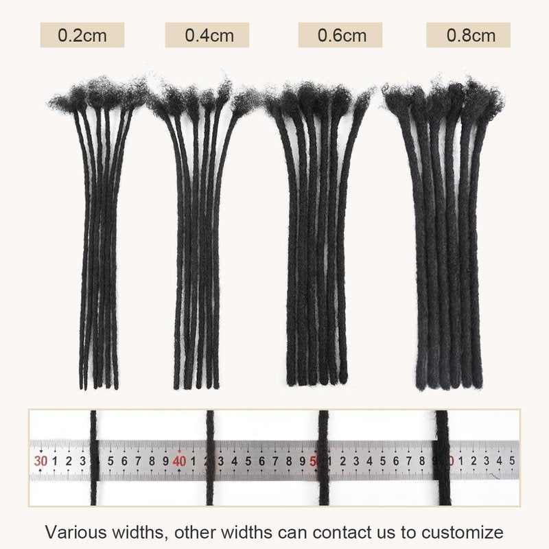 Real Human Hair Dreadlock Extensions - 16 Inch, 10 Strands, Soft & Dyeable | 0.6cm Thickness