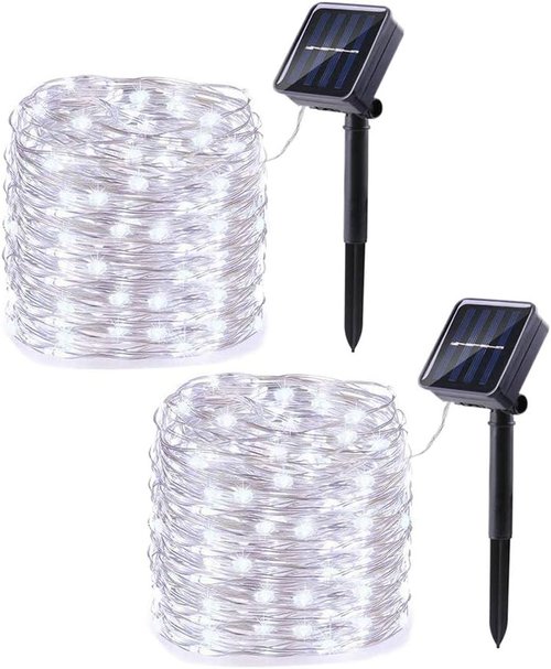 Lomotech Solar String Lights - 66ft 200 LED Waterproof Fairy Lights with 8 Modes for Outdoor Decor | White