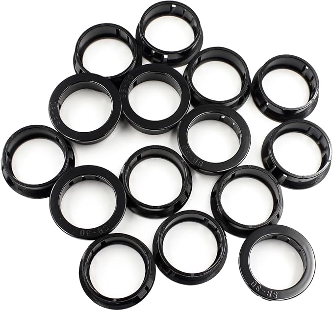 EASYEAH 1-3/16"(30mm) Black Snap-in Knockout Insulating Bushing Grommets, Plastic Cable Hole Grommets for Wiring, Round Nylon Snap in Locking Electrical Wire Cord Hose Tubing Bushings Grommets, 15pcs