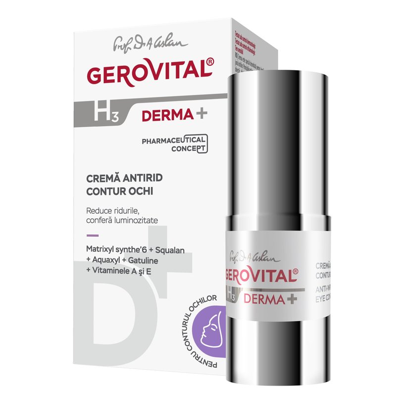 Gerovital DERMA+ Anti-Wrinkle Eye Contour Cream, Anti-Aging Action, 15ml