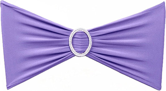 Skiennix Lavender Chair Sashes - Pack of 50 Spandex Light Purple Chair Bows for Weddings & Events