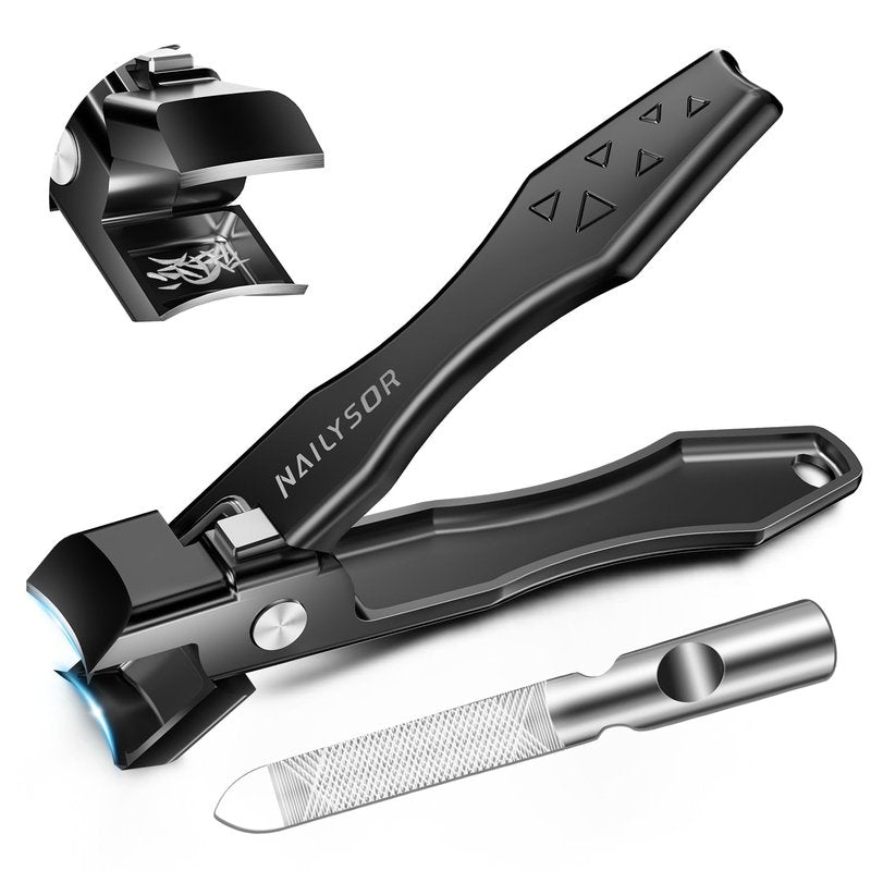German Nail Clippers for Men Women with Catcher, Toenail Clippers for Thick Nails for Seniors, Toe Nail Clippers Wide Jaw Opening Ultra Sharp Safety Lock Nail Cutters