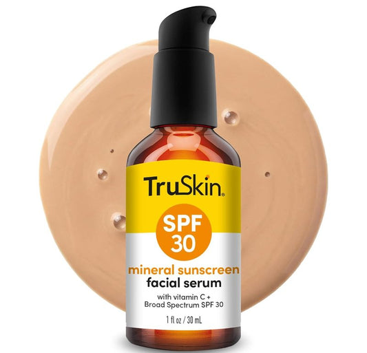 TruSkin Sunscreen Serum - SPF 30 Tinted Mineral Face Serum with Zinc Oxide | Lightweight, Sheer Finish, 1 fl oz