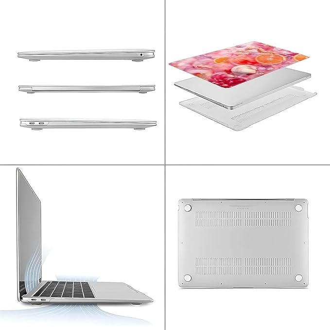 COTAIL Compatible with MacBook Air 13.3 13.6 Inch Case 2022 2021 2020 2019 Plastic Hard Shell Case Cover,13.6 Air (A2681) M2 2022, Pink Floral with Sea Shells