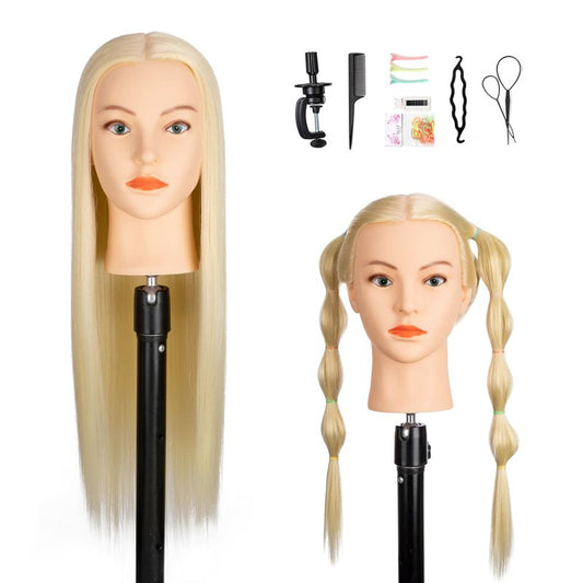 Mannequin Head 80% Human Hair, Blonde Hair Cosmetology Mannequin Head Hairdressers Practice Braiding Head for Hair stly (#613 Blond)