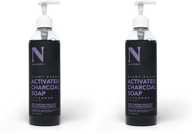 Activated Charcoal Liquid Soap - Deep Cleansing Anti-Acne Body Wash - Gentle Lavender Formula | 16 oz (Pack of 2)