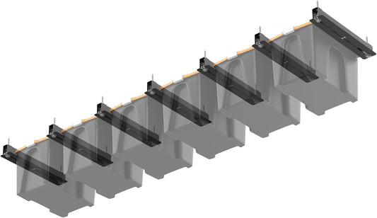 Ultrawall Overhead Garage Storage Racks - Heavy Duty Ceiling Organizer for Bins | Adjustable Width (7 Pack, 6 Bins)