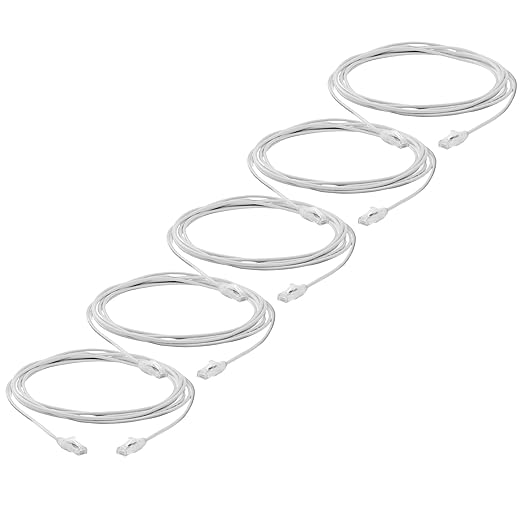 TRUECABLE Cat6 Component Rated Patch Cable, Unshielded (U/UTP), 14ft, White, 28AWG Stranded Pure Copper, Snagless 10G High-Speed Ethernet Cable, PoE++ 4PPoE 100W, UL Listed, RoHS-3, 5 Pack