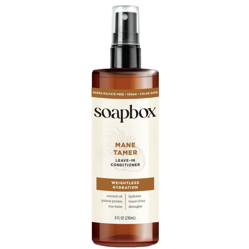 Soapbox Mane Tamer, Leave In Conditioner Spray - Smooth Flyaways & Add Shine - Detangler & Frizz Control Leave In Hair Conditioner - Paraben Free, Silicone Free, Color Safe & Vegan - 8 oz
