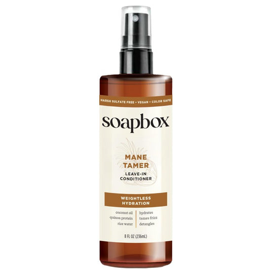 Soapbox Mane Tamer, Leave In Conditioner Spray - Smooth Flyaways & Add Shine - Detangler & Frizz Control Leave In Hair Conditioner - Paraben Free, Silicone Free, Color Safe & Vegan - 8 oz