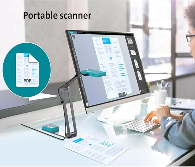 IRIScan Visualizer 7 Grey 4K 13MP USB Document Camera for Teaching and Distance Learning, Portable A3 Scanner for Windows and Mac