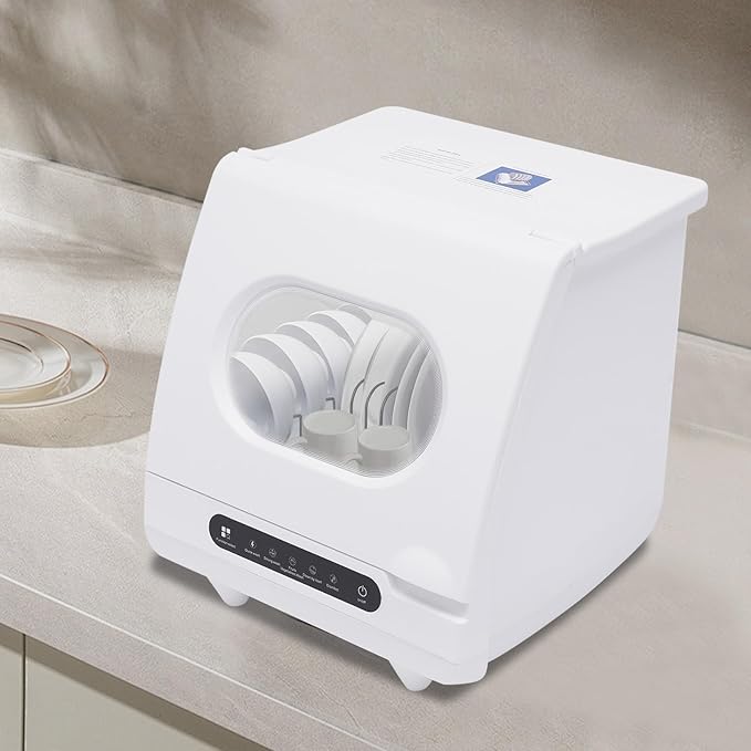 Countertop Dishwasher, 5 Washing 12 Spouts Water Tank Leak-Proof Dry and 360° Rotation Flushing Uitable for Homes Kitchen Apartments Dormitories Campers Rvs