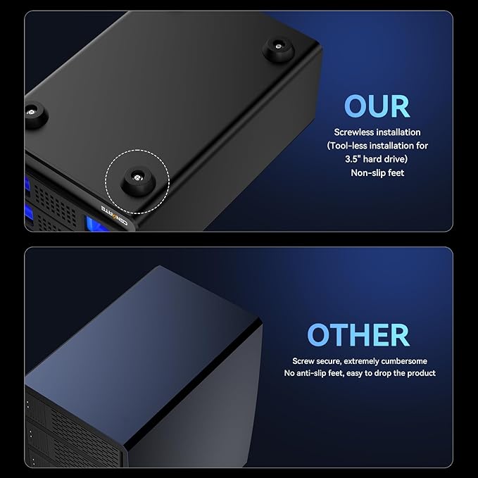 CENMATE Aluminum 2 Bay Hard Drive Enclosure with Cooling Fan for 2.5“/3.5" SATA HDD/SSD with USB A/C 3.0, Support Hot Swappable, Tool-Free HDD Enclosure, DAS(NO RAID/NAS)