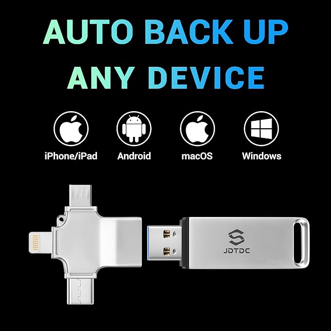 Photo-Stick-for-All-Devices Secure Auto Photo & Video Backup-USB-Stick for iPhone iPad Android Mac & PC – Multiport-Flash-Drive & Picture-Backup-Memory-Stick-Thumb-Drive (262144, MB)
