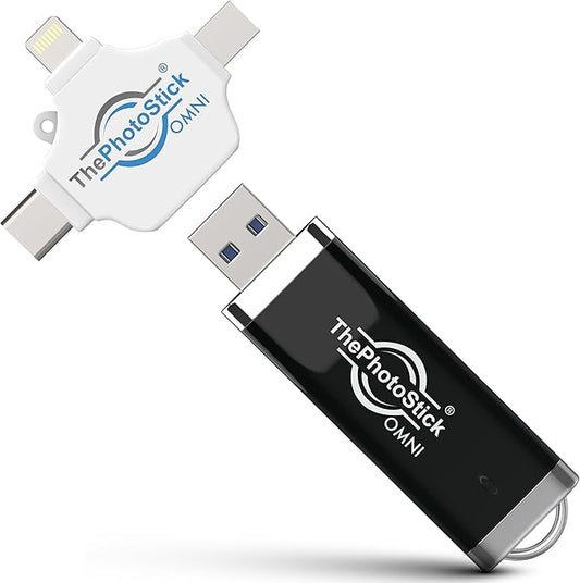 ThePhotoStick® Omni 128GB USB Flash Drive & Memory Stick – Automatic Photo & Video Backup for iPhone, Android, Mac & PC – Multiport Connection to Easily Store & Transfer Files