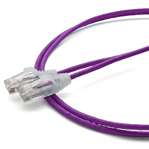 TRUECABLE Cat6 Component Rated Patch Cable, Unshielded (U/UTP), 2ft, Purple, 28AWG Stranded Pure Copper, Snagless 10G High-Speed Ethernet Cable, PoE++ 4PPoE 100W, UL Listed, RoHS-3, 1 Pack
