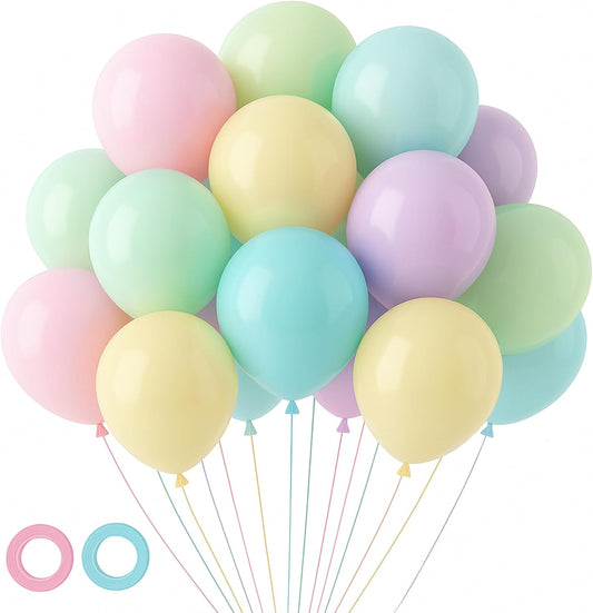 Voircoloria 105pcs Pastel Balloons - 12-Inch Latex Party Balloons for Birthdays, Weddings & Celebrations