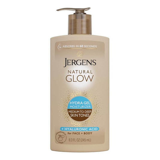 Jergens Natural Glow - Hyaluronic Acid Tanning Lotion | Fragrance-Free Hydrating Gel, 8.3 Fl Oz