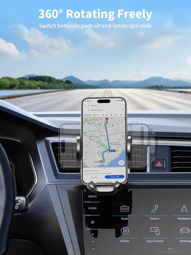 Nycetek 2026 Upgraded Car Vent Phone Mount [Military-Grade Clip] 360° Rotation, Universal Cellphone Holder Fits for iPhone 16 15 14 13 Pro Max Samsung Galaxy S24 S23 & All