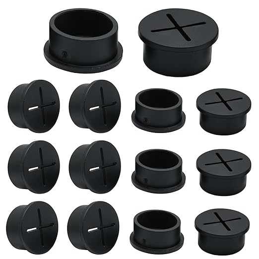 BOPOREAE Desk Grommet, 3/4 in 20 mm Silicone Rubber Grommets, Black Desk Hole Cover for Cables, Flexible Wall Cord Pass Through Grommet for Office Table Computer Home Furniture Wire Organizer-15 Pcs