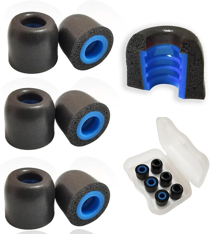 Luckvan Small Earbuds Memory Foam Tips Fit 5mm-7mm Anti-Slip Isolation Noise Replacement Earbuds Tips for in-Ear Earphones with Storage Box