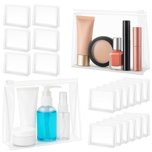 Circloophs Clear Makeup Bag, 80 Pack Large Cosmetic Bags with Zipper TSA Approved Travel Bags Bulk for Toiletries Plastic EVA Water-resistant Transparent Reusable Pouches for Bathing Suit Bikini, 11"