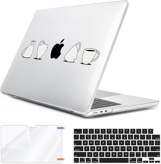 HOHAIYOO for 2026 2025 2024-2022 MacBook Air 13 inch Case M5 A3449 M4 A3240 M3 A3113 M2 A2681 with Touch ID& 13.6" Liquid Retina Display, Hard Shell&Keyboard Cover&Screen Protector&Webcam Cover, Cups