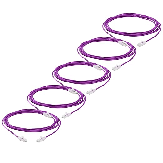 TRUECABLE Cat6 Component Rated Patch Cable, Unshielded (U/UTP), 14ft, Purple, 28AWG Stranded Pure Copper, Snagless 10G High-Speed Ethernet Cable, PoE++ 4PPoE 100W, UL Listed, RoHS-3, 5 Pack