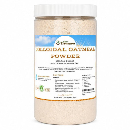 Dirty Treasures Colloidal Oatmeal Bath | Eczema & Itchy Skin Relief | Baby-Safe, 100% Natural, Fragrance-Free | 1 lb (16oz)