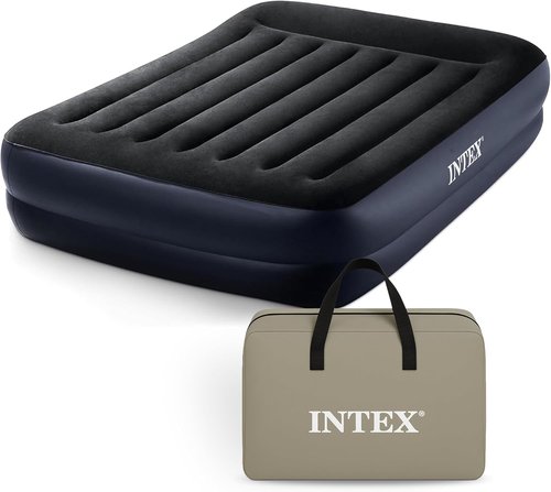 Intex Air Mattress - Dura-Beam Plus Pillow Rest with Built-In Electric Pump | Queen Size, 16.5in Height, 600lb Capacity