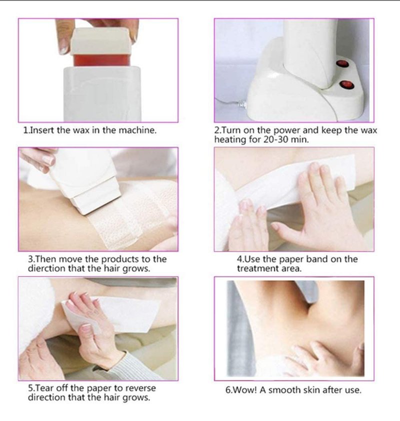 Nynelly Depilatory Roll on Wax Warmer Kit, Portable Hair Removal Epilator Machine Set for Women Men - Leg, Bikini, Armpit (Heater 1, Wax 1, 20 Strips)
