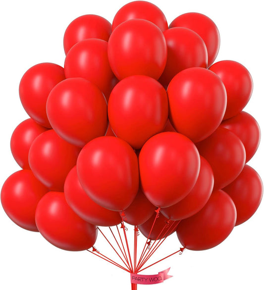 PartyWoo Red Helium Balloons - 50pcs 12 Inch for Birthday, Graduation & Party Decorations