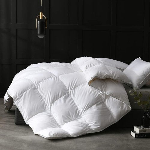 APSMILE Down Feather Fibers Duvet Insert - Ultra-Soft All-Season Comforter | Full/Queen Size, White (90x90)