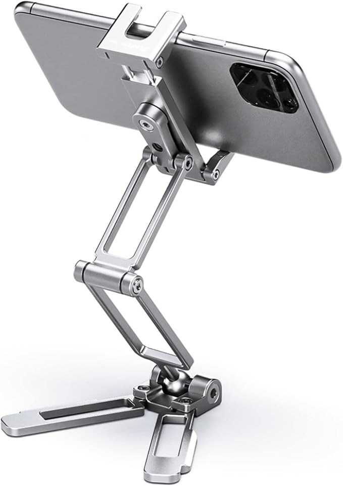 LEOFOTO PS-4 Silver Ultra Compact & Lightweight Smartphone Clamp/Holder/Video/Selfie Stand/Easel Arca/RRS Compatible